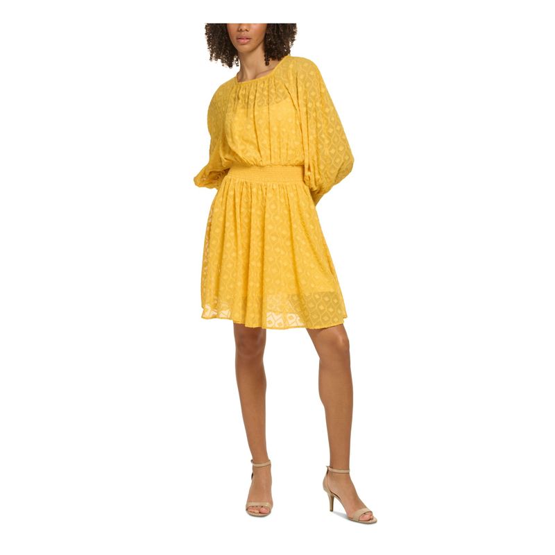 Tommy Hilfiger Womens Gold Back Lined Long Sleeve Short Blouson Dress 2
